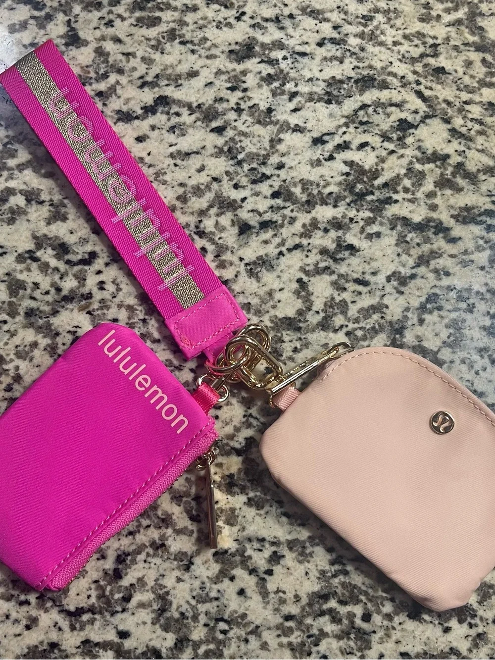 lululemon athletica Hot Pink and Blush Wristlet Key & Card Holder Set